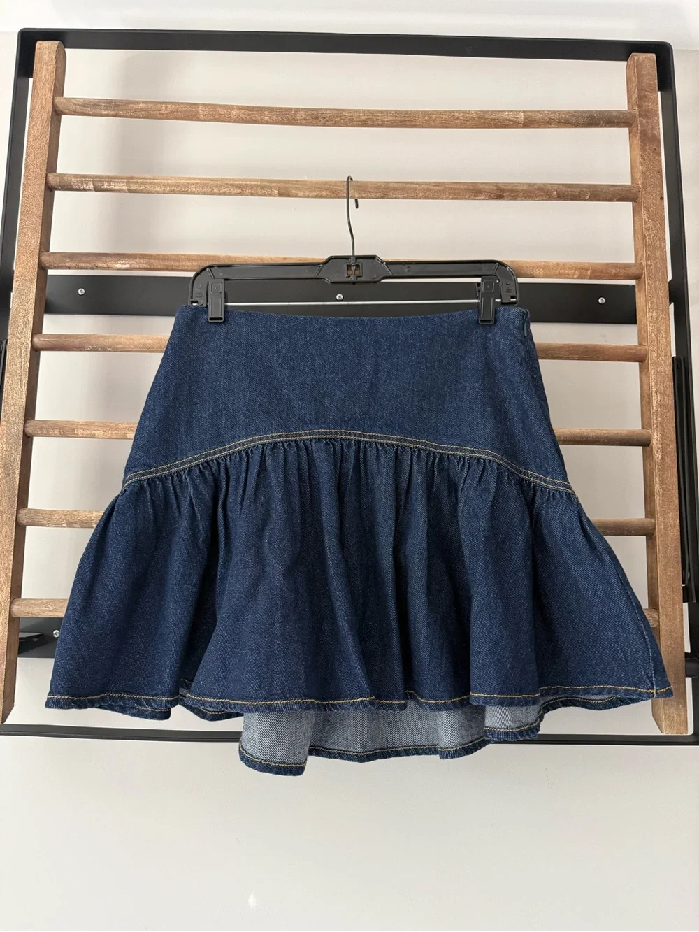 Sundays Denim Ruffle Mini Skirt - Dark Blue